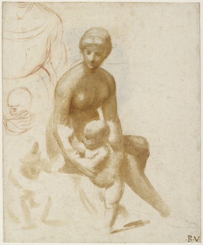 Studies voor een Maagd en Kind met de jonge Johannes de Doper, WA1846.161 door Raffaello Sanzio Raphael